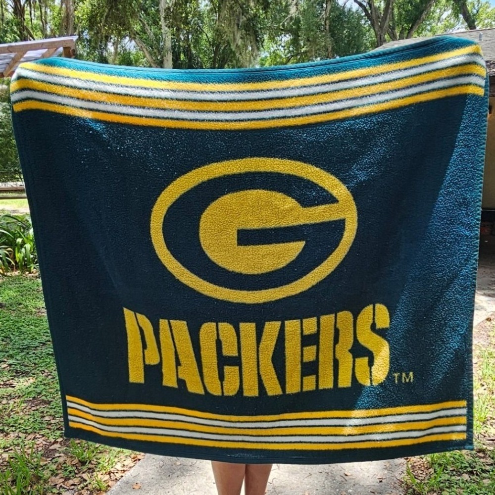 Green Bay Packers Biederlack Vintage Stadium Blanket Reversible Fleece Throw USA